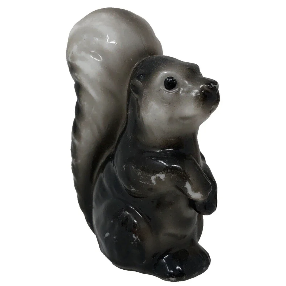 Vintage Japan Porcelain Anthropomorphic Bear Squirrel Skunk Figurines Lot of 3